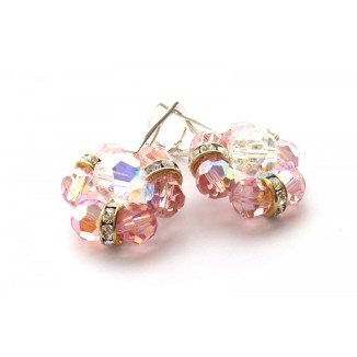 JC - SWAROVSKI FLOWER EARRING PINK WITH RONDELLES