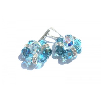 JC - SWAROVSKI EARRING FLOWER INDICOLITE