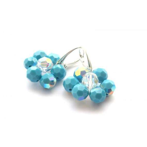 JC - SWAROVSKI FLOWER EARRING TURQUOISE